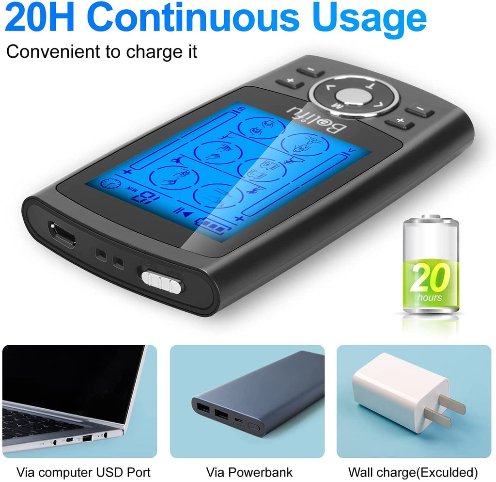 Belifu Dual Channel TENS EMS Unit 24 Modes with 10 Pads

