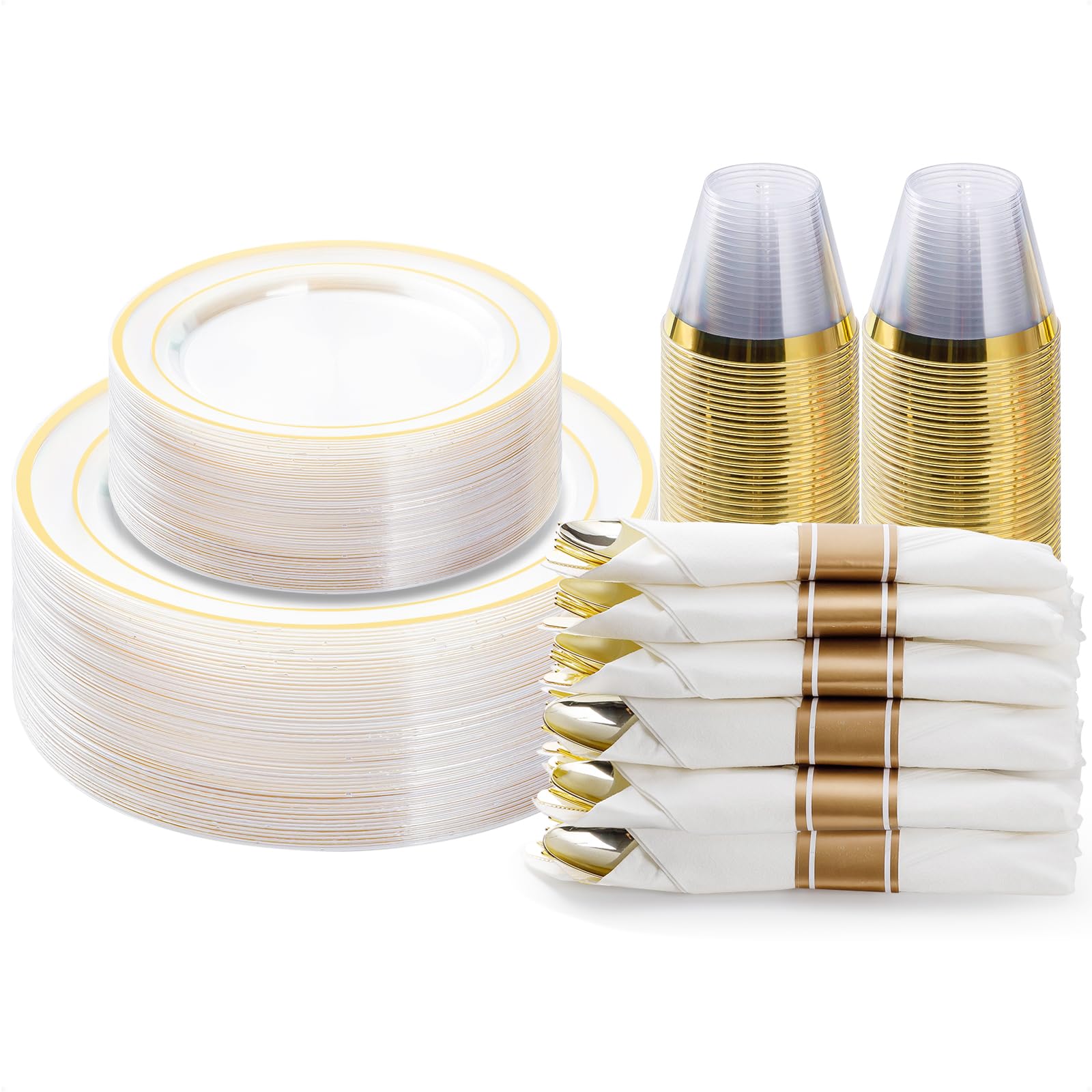 BESTVIP Disposable Plastic Dinnerware Set for Parties