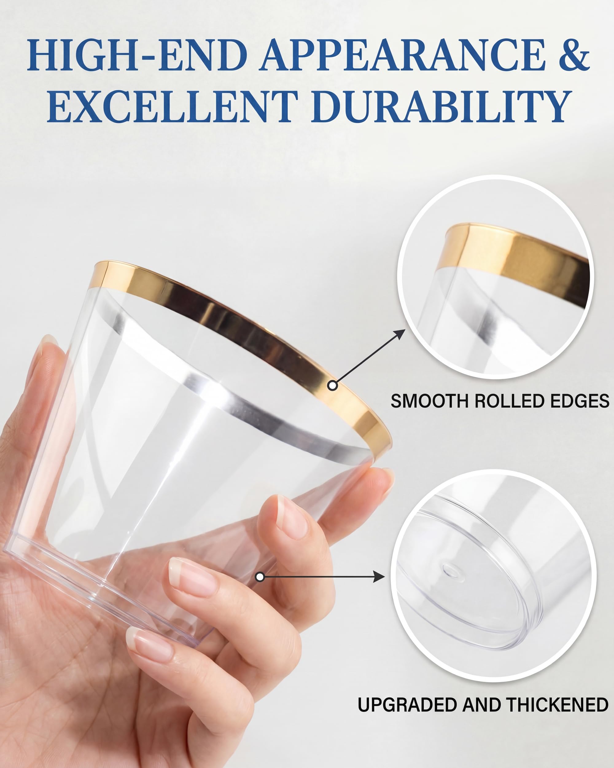 Nervure Plastic Cups Rimmed - Heavy-Duty Disposable


