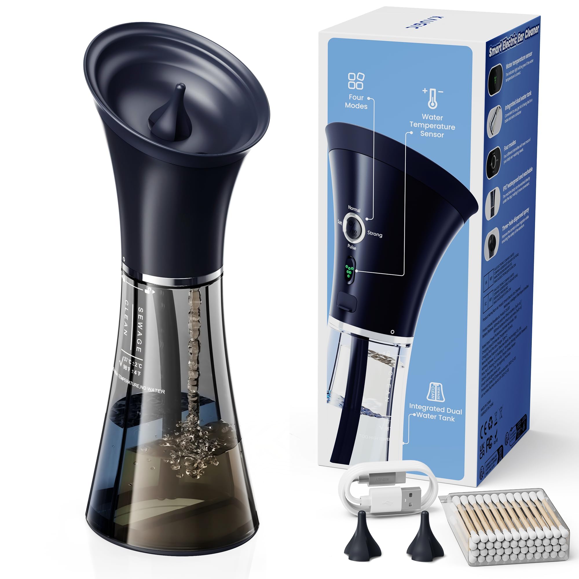 KAUGIC Upgraded Ear Wax Remover with One-Piece Tank and Water Temp Sensor