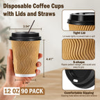 SIUQ Coffee Cups - Insulated Disposable Cups with Lids

