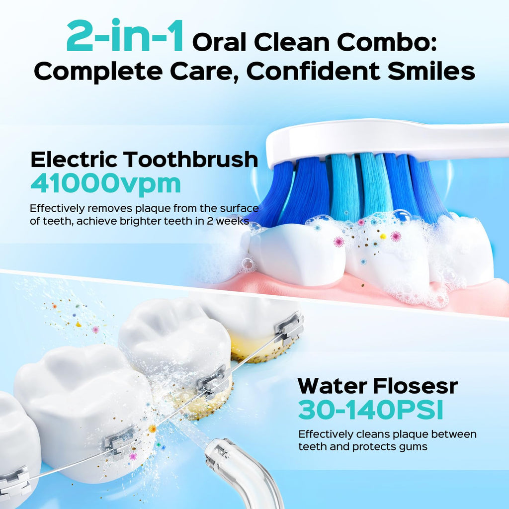 COSLUS 2-in-1 Electric Toothbrush & Water Flosser - Portable

