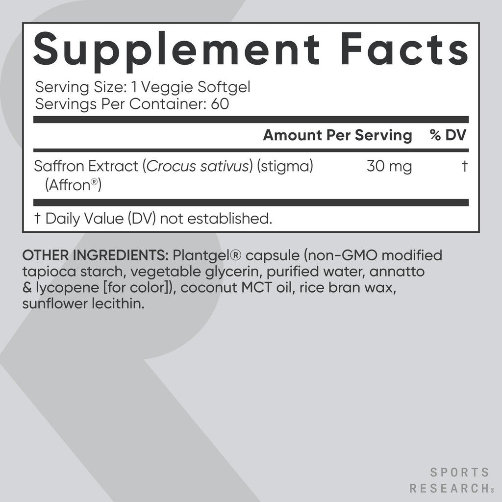 Sports Research Saffron Supplement with Affron Extract

