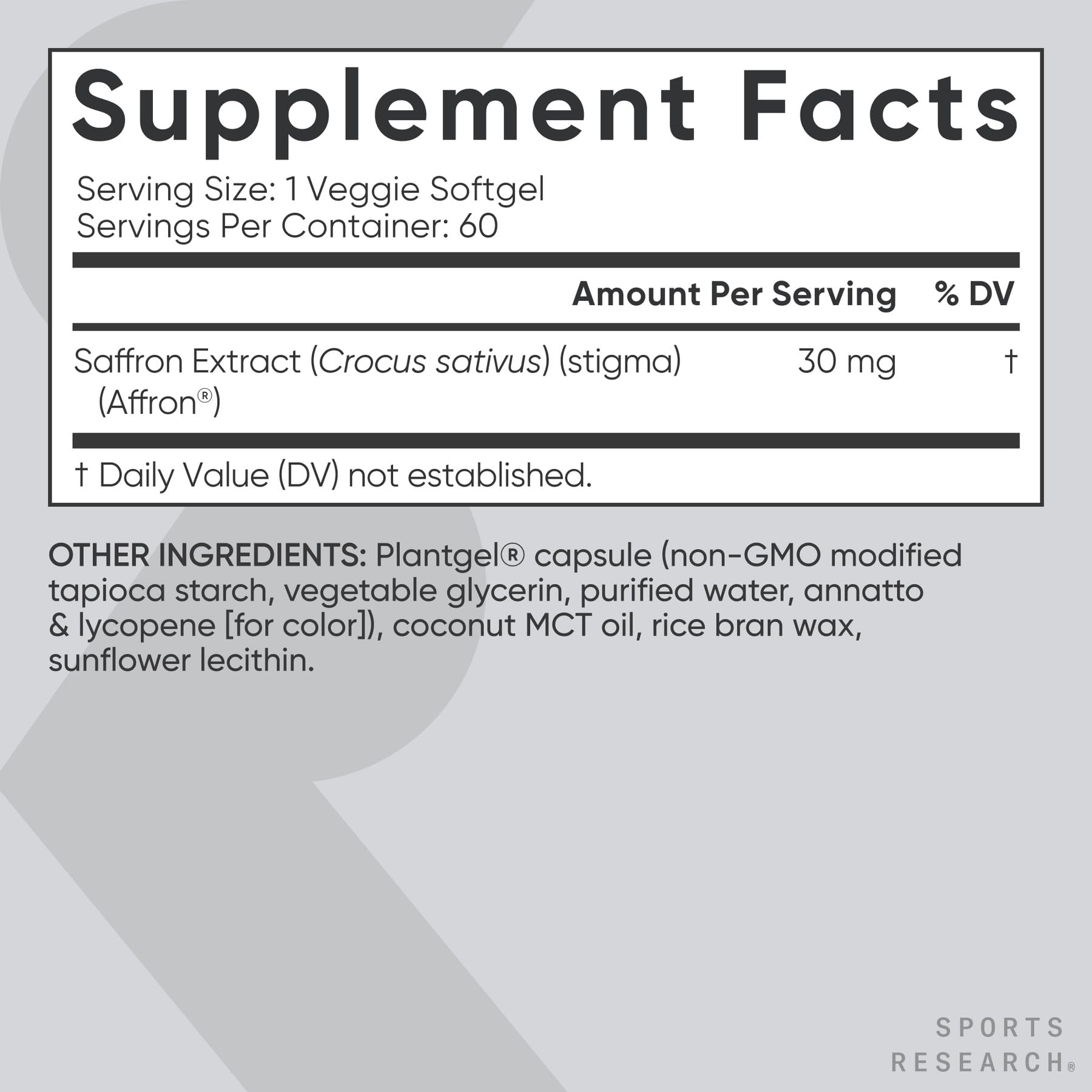 Sports Research Saffron Supplement with Affron Extract

