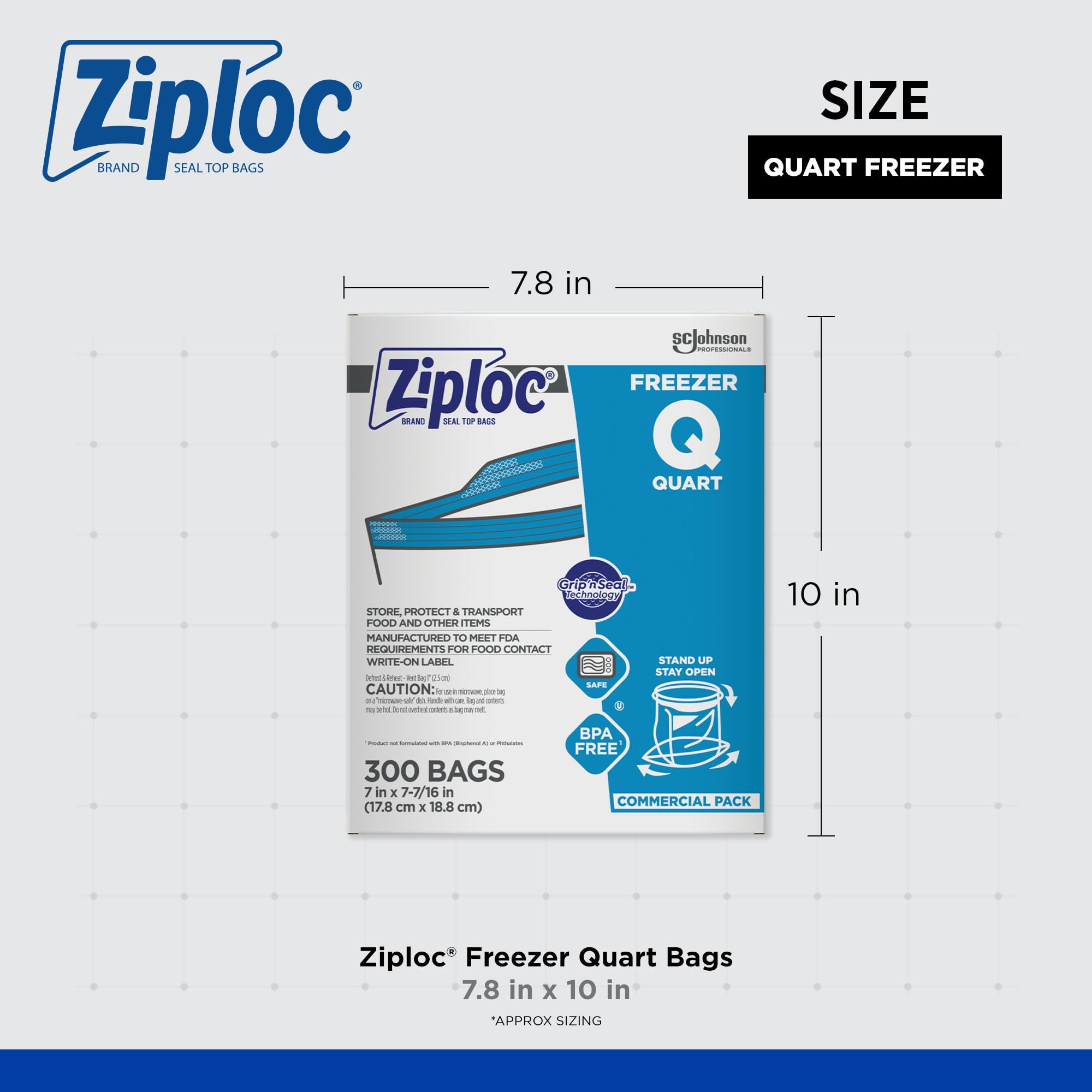 SC Johnson Ziploc Quart Freezer Bags with Grip 'n Seal

