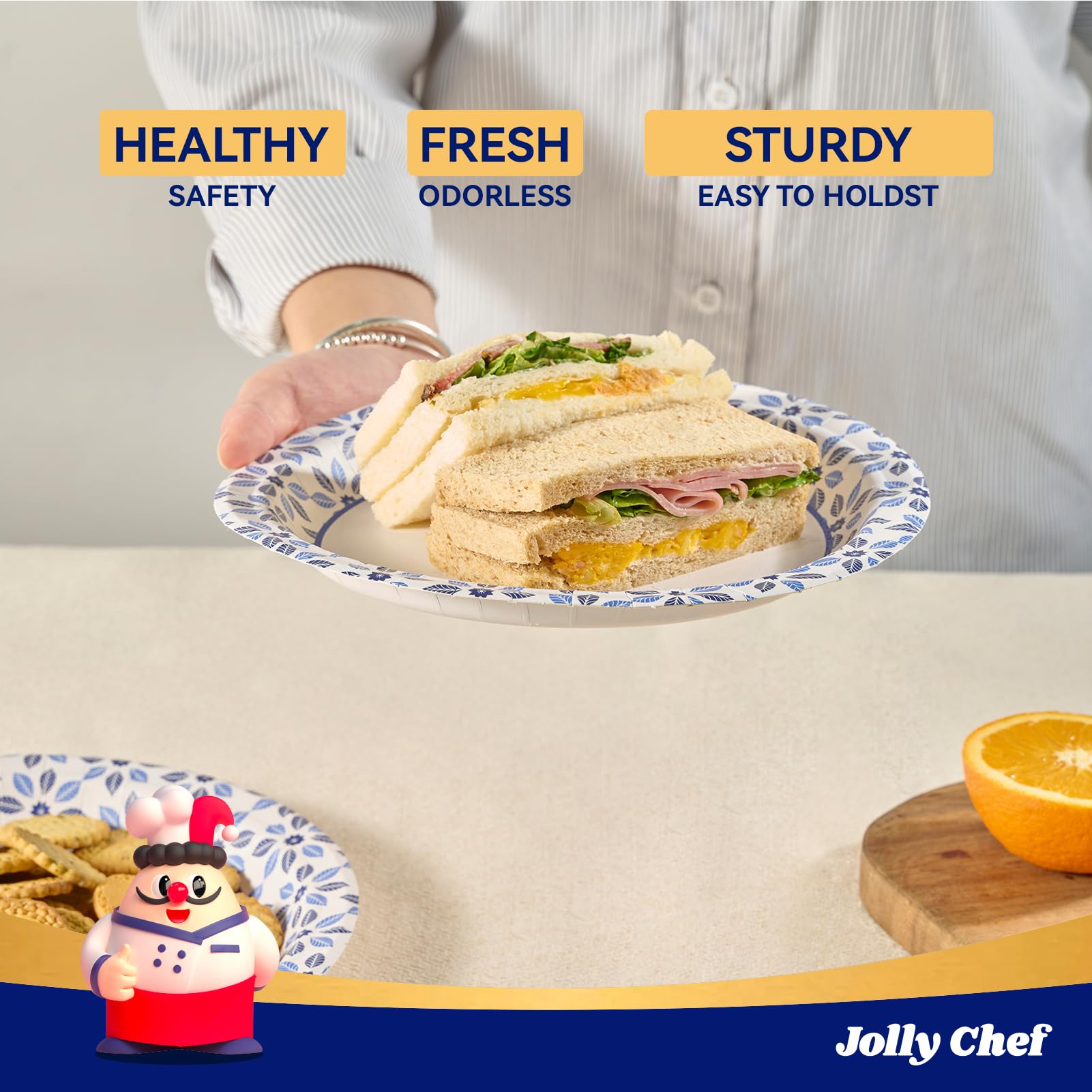 Disposable Paper Plates by JOLLY CHEF - Heavy-Duty

