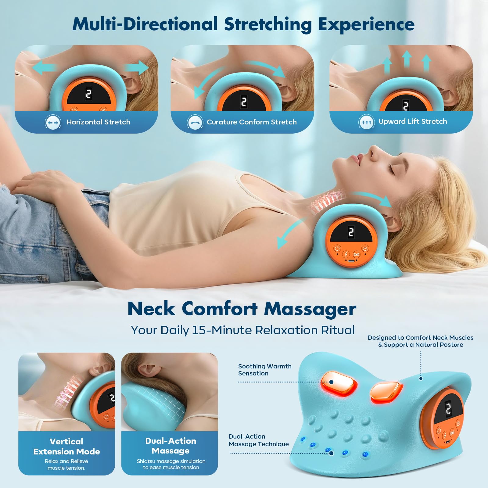 Smedz Neck Massager 4-in-1 with Heat, Vibration, Remote

