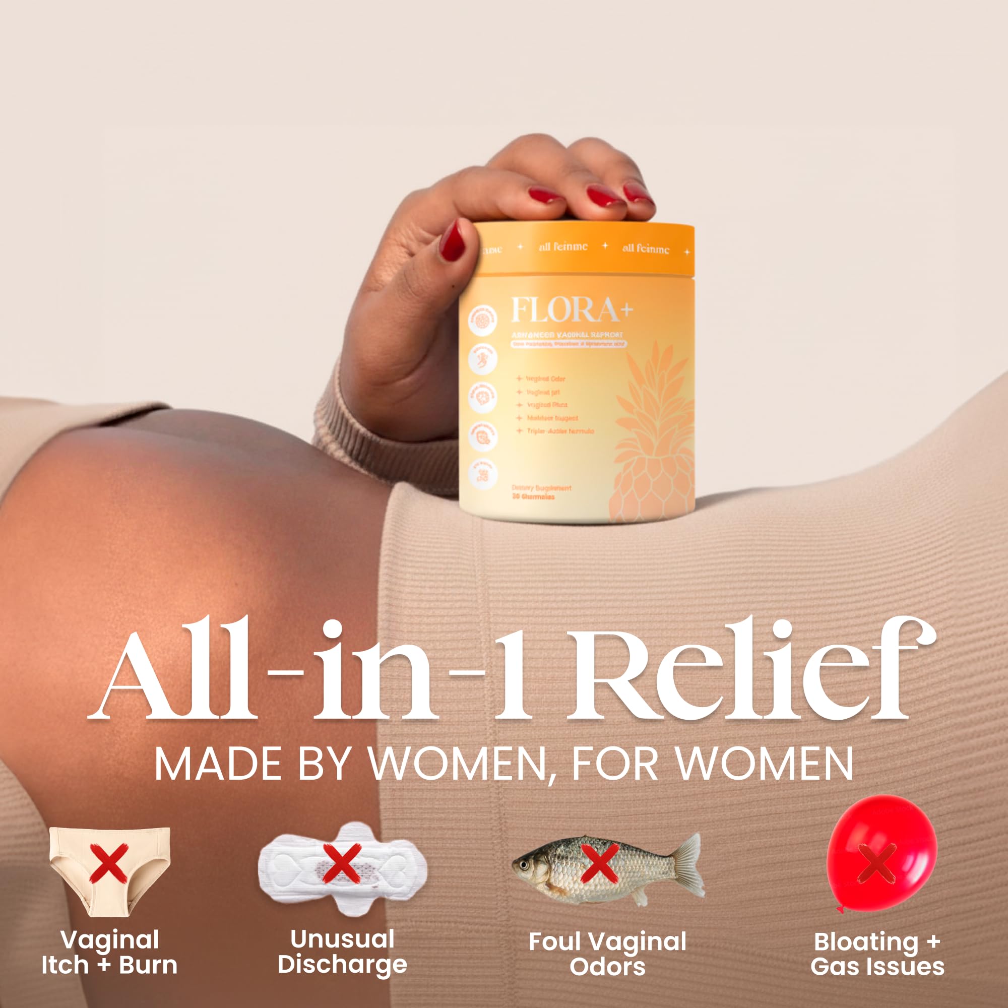 Flora+ Vaginal Probiotic Gummies for pH Balance - Vegan

