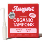 August Organic Cotton Tampons with Easy-Glide Long Applicators

