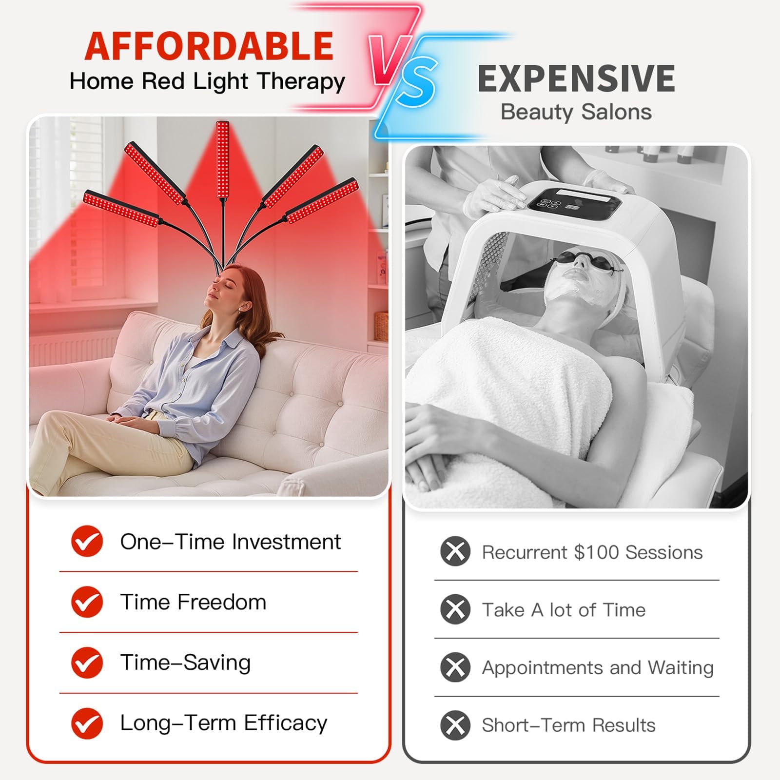 Red Light Therapy Lamp with Stand – Dual 660nm/850nm


