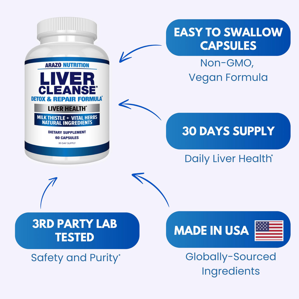 Arazo Nutrition Liver Cleanse Detox & Repair | Milk Thistle

