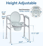 HOMLAND 3-in-1 Bedside Commode with Dual-Crossbar

