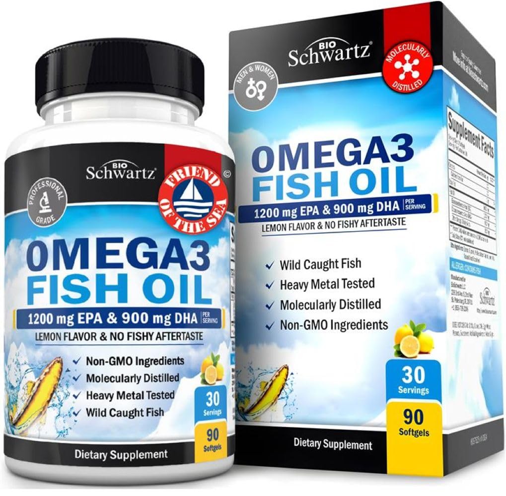 BioSchwartz Triple Strength Omega-3 Fish Oil Softgels Burpless Lemon