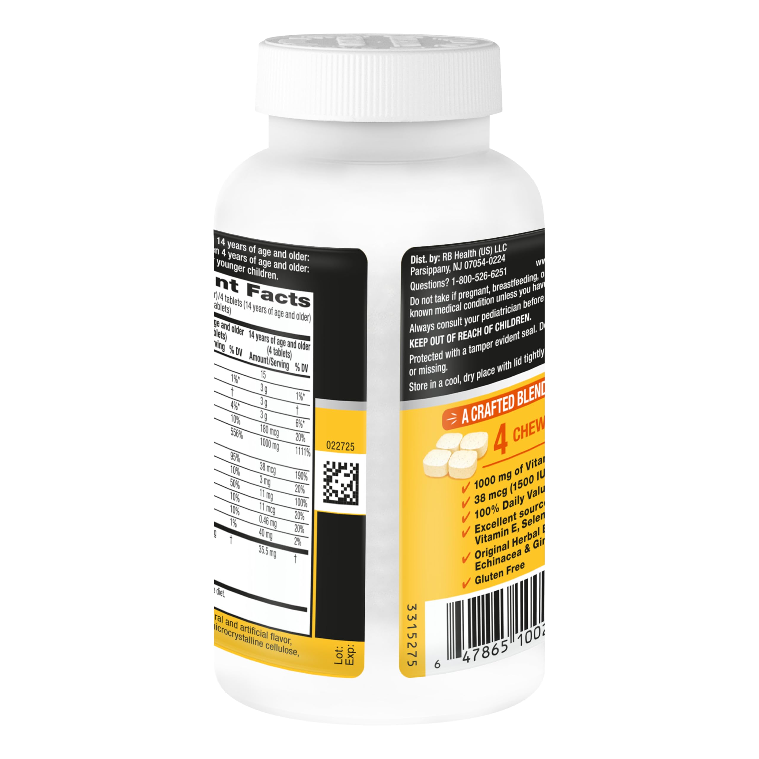 Airborne Immune Support Chewable Tablets Vitamin C 1000 mg

