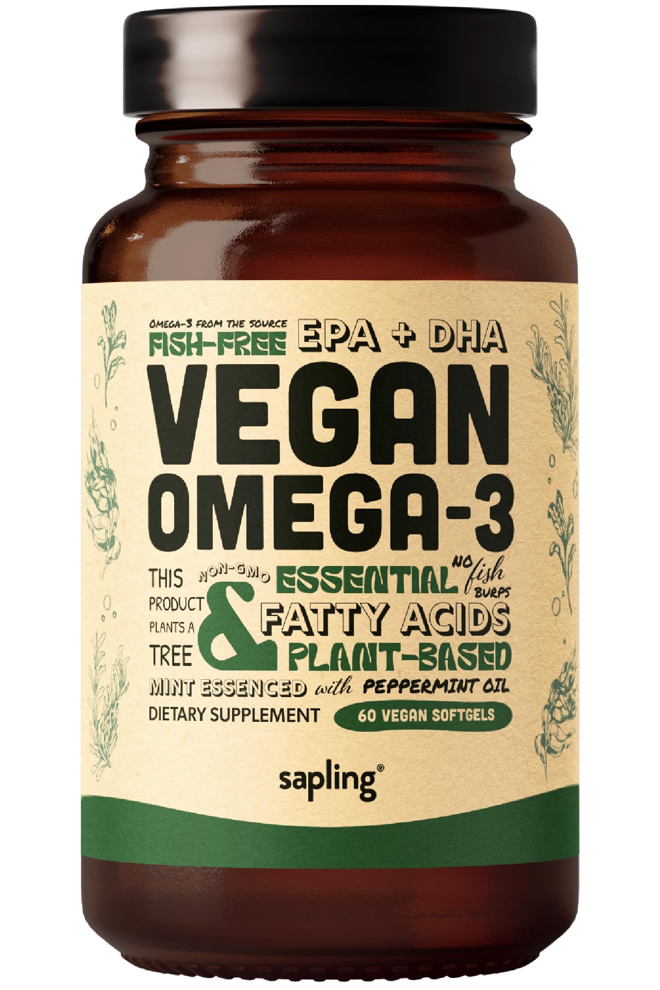 Sapling Vegan Algae Omega-3 | Heart-Brain Support

