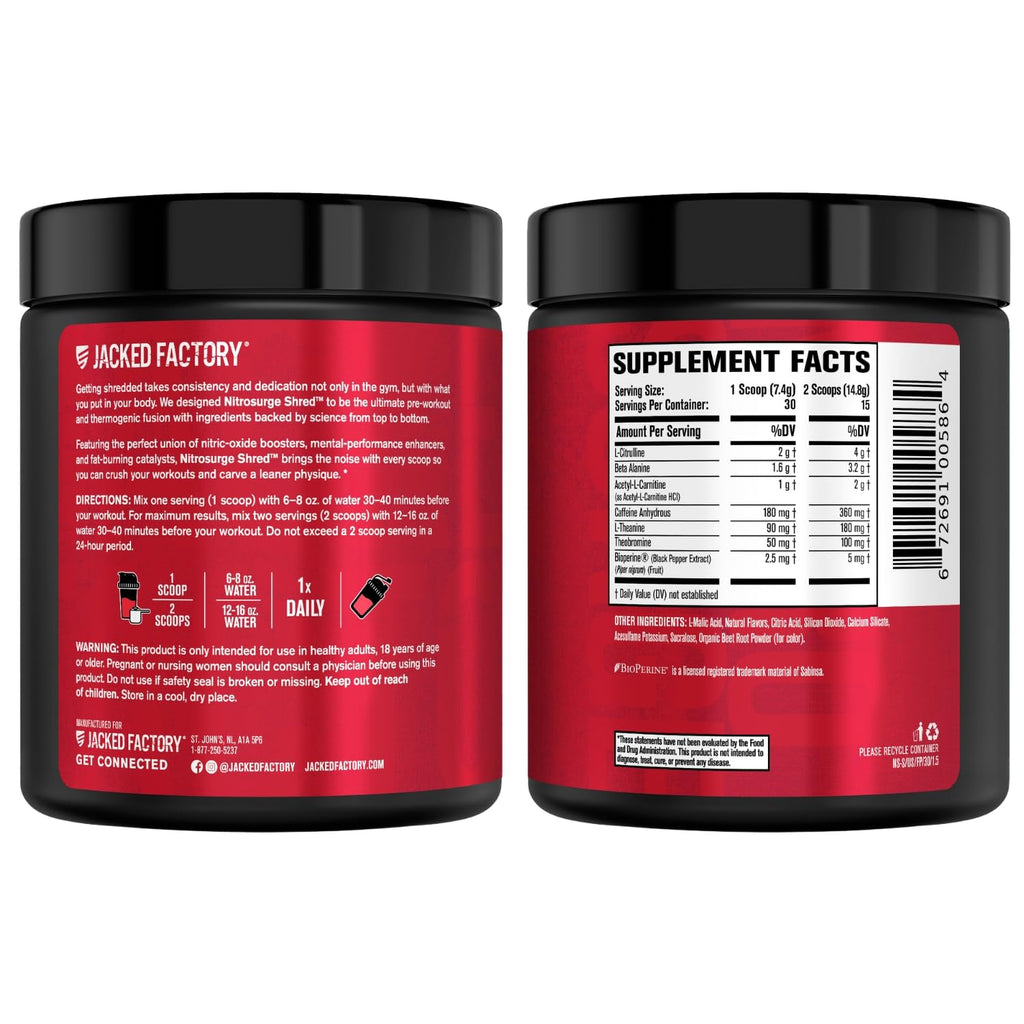 Jacked Factory Nitrosurge Shred Pre-Workout Powder | Energy

