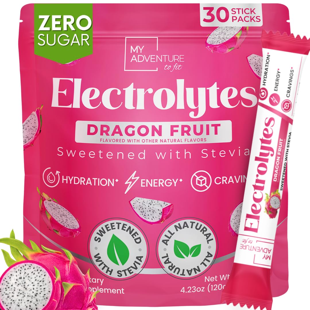 Electrolyte Powder Packets for Hydration, Sugar-Free, Caffeine-Free & Stevia-Sweetened