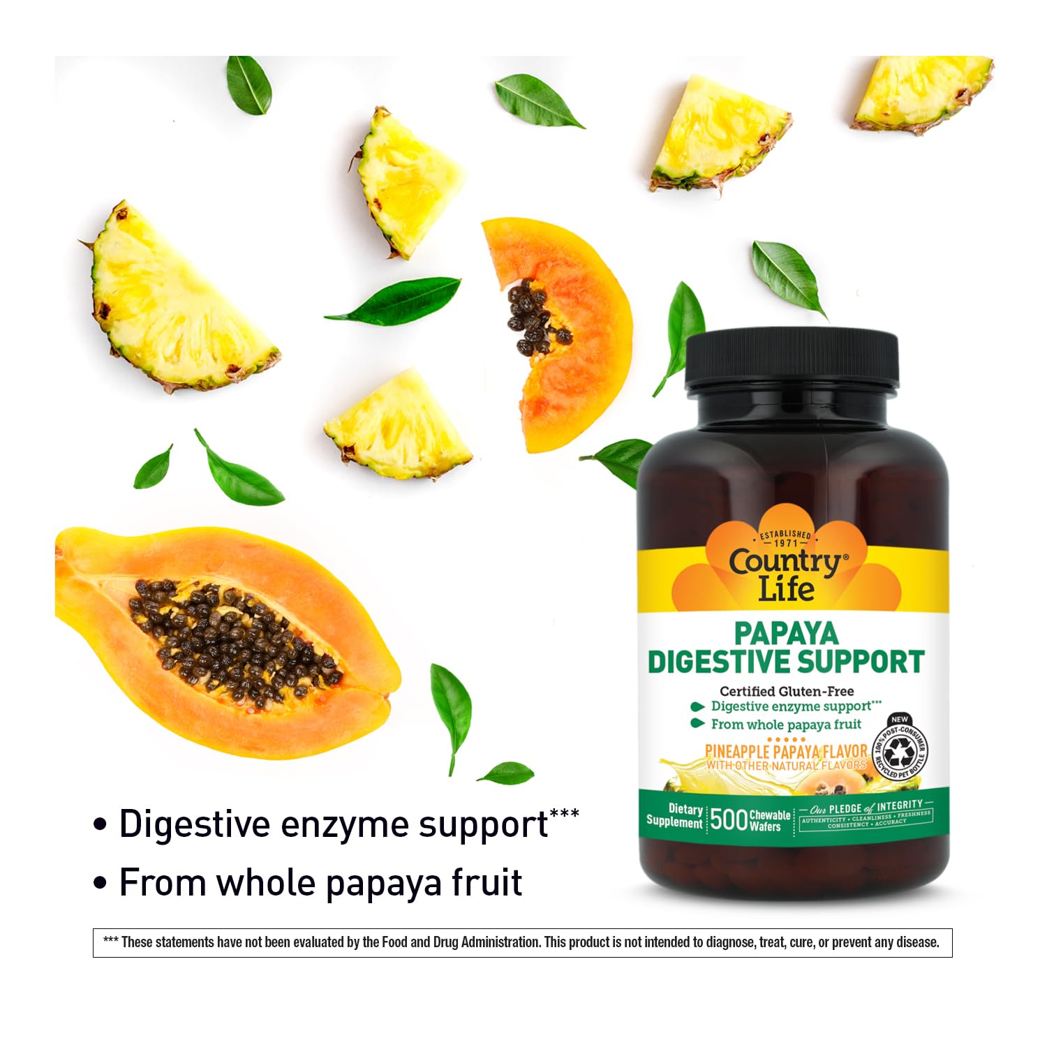 Country Life Papaya Digestive Support Chewable Wafers

