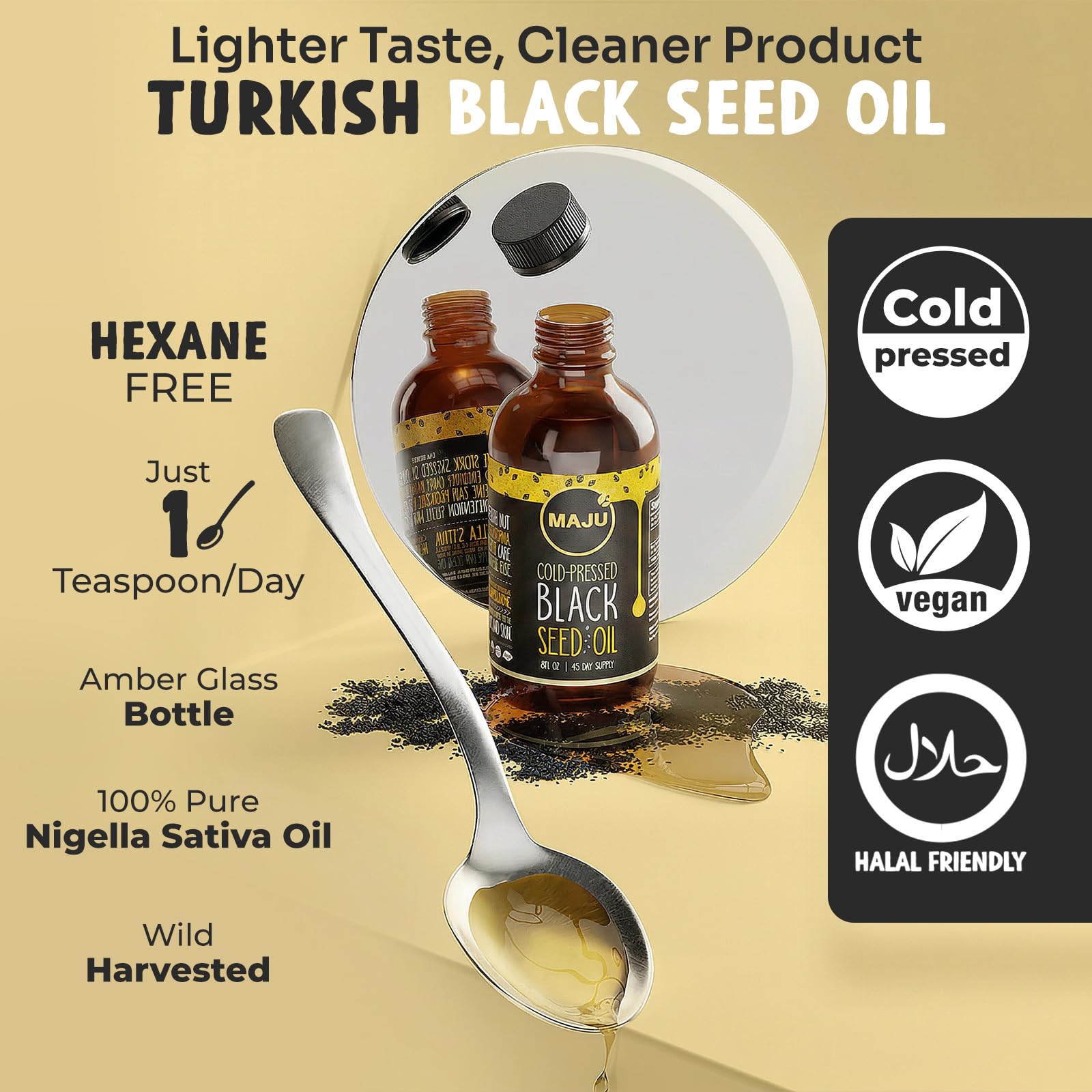 MAJU Black Seed Oil - Cold-Pressed Turkish Nigella Sativa

