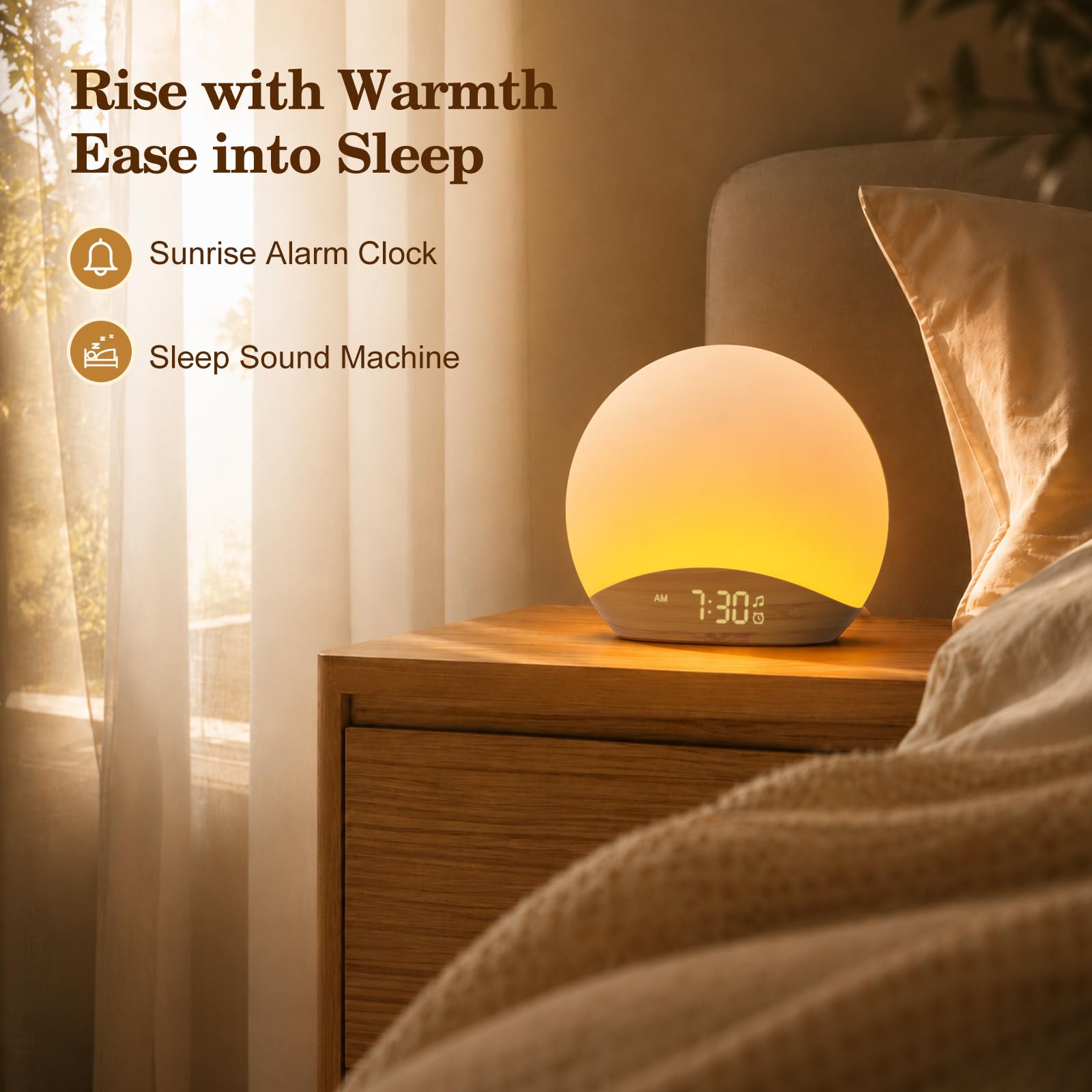 REACHER Sunrise Alarm Clock & Sound Machine Wake Up Light

