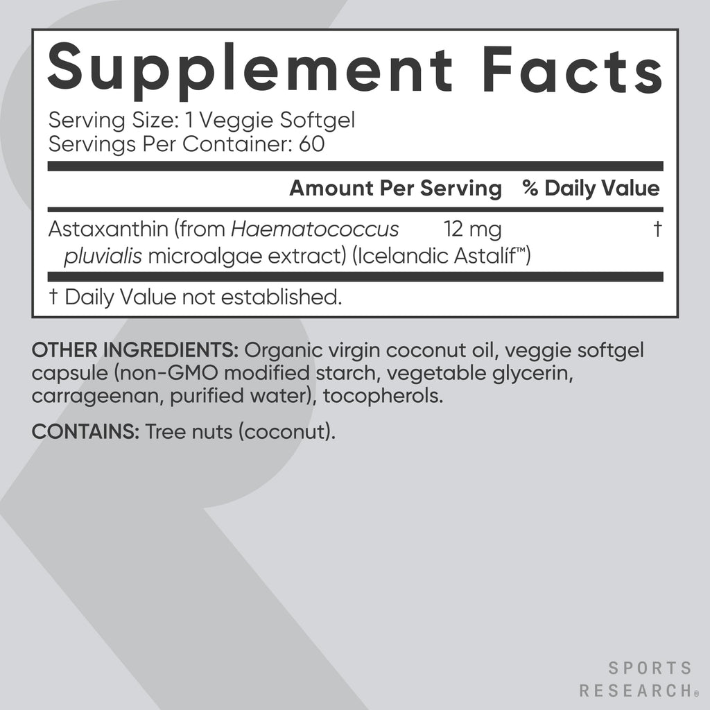 Sports Research Astaxanthin from Algae - Vegan Softgels

