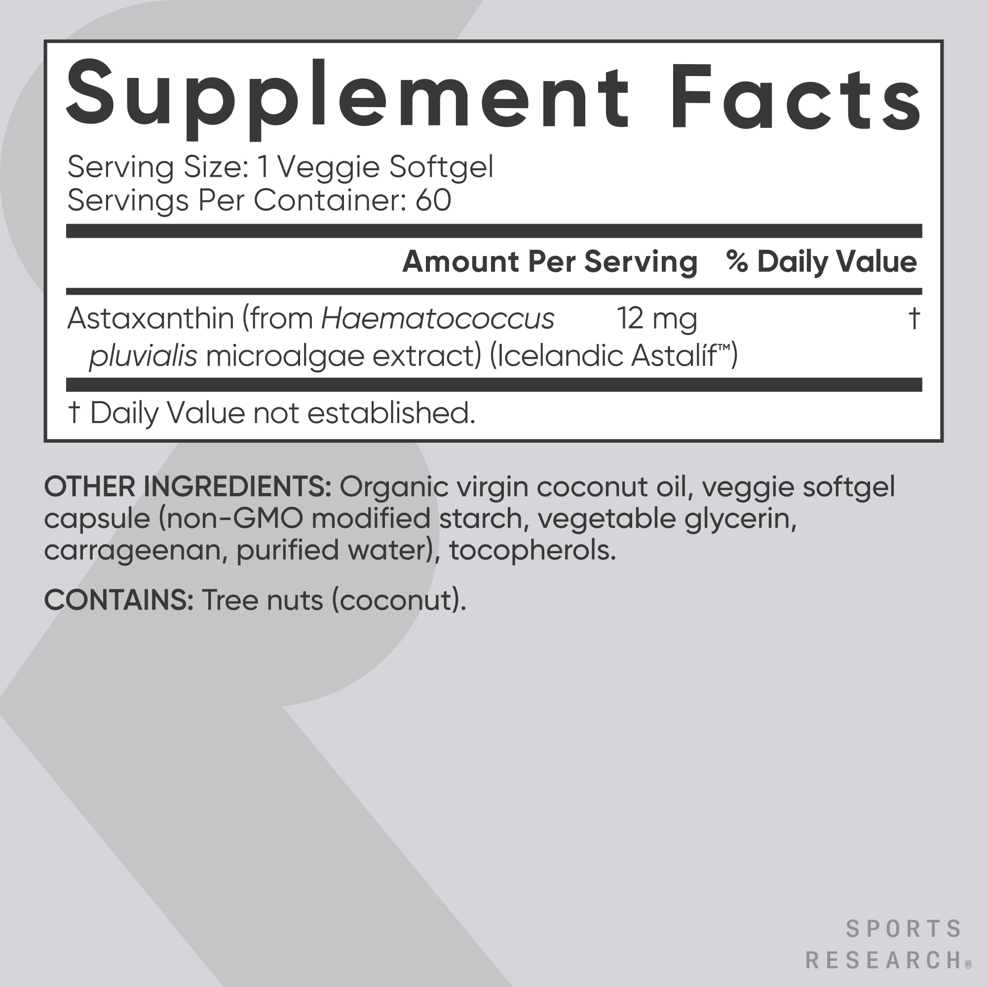 Sports Research Astaxanthin from Algae - Vegan Softgels

