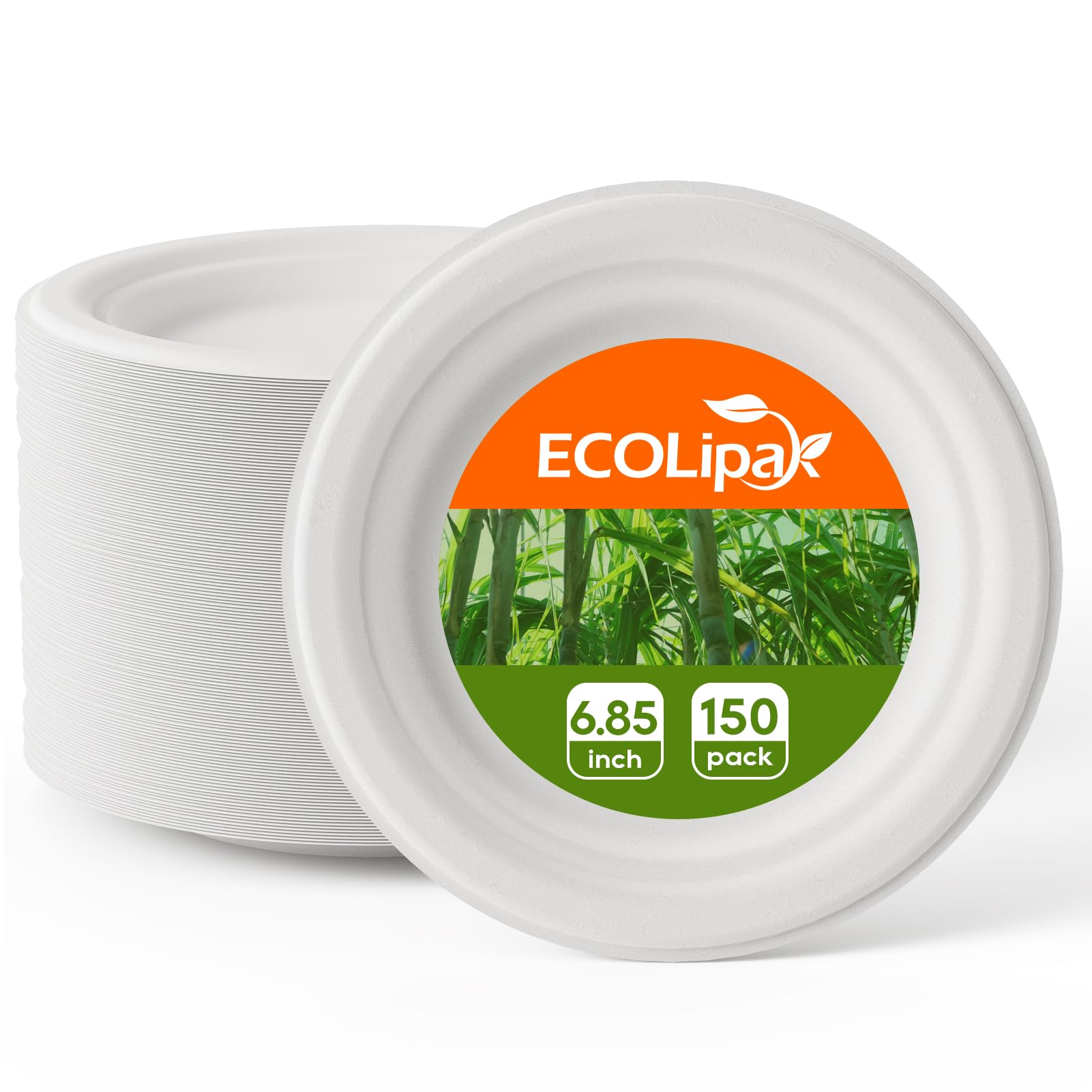 ECOLipak Compostable Heavy-Duty Paper Plates