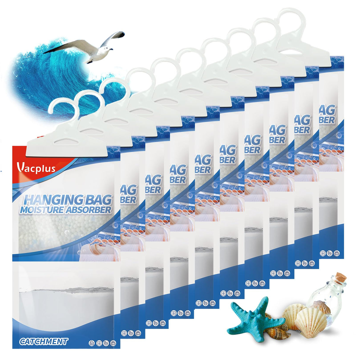 Vacplus Hanging Closet Dehumidifier Bags - Desiccant Moisture Absorbers
