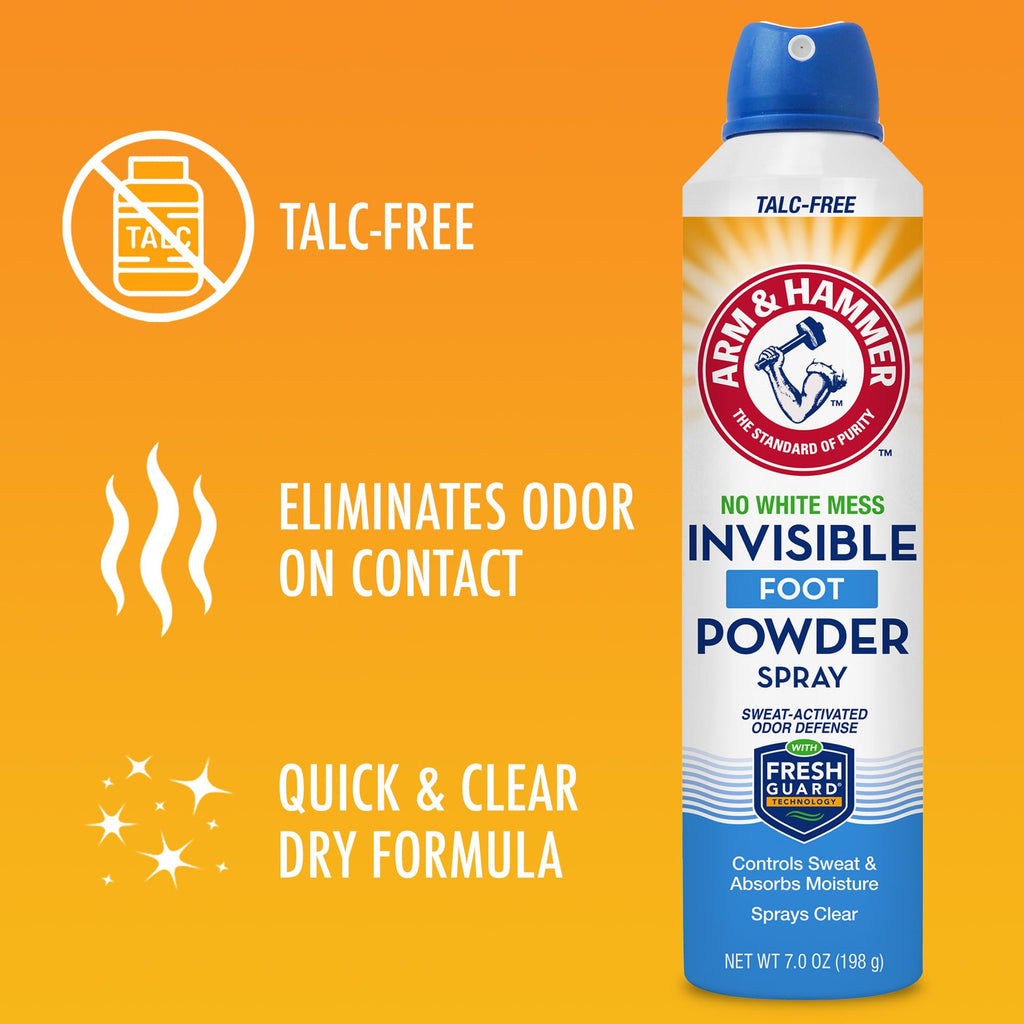 Arm & Hammer Invisible Foot Powder Spray - Talc-Free Odor

