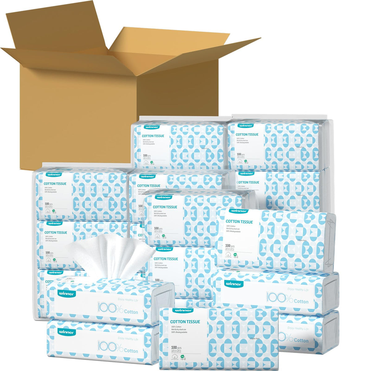 Winner Soft Face Towels - Unscented Pure Cotton Disposable Towelettes