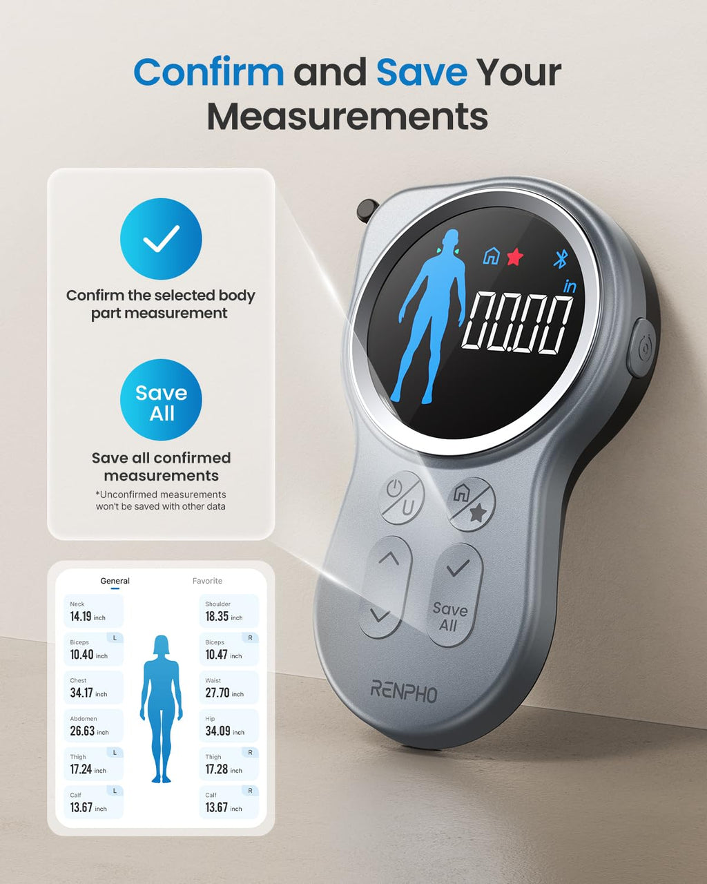 RENPHO Smart Tape Measure with Bluetooth App

