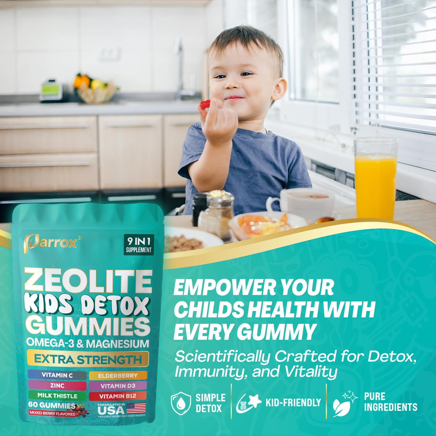 Parrox Zeolite Kids Detox Gummies for Daily Wellness

