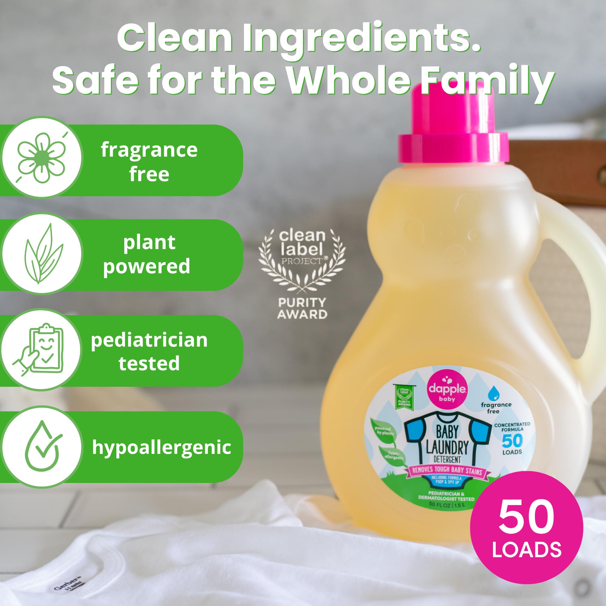 Dapple Baby Laundry Detergent - Plant Powered Hypoallergenic


