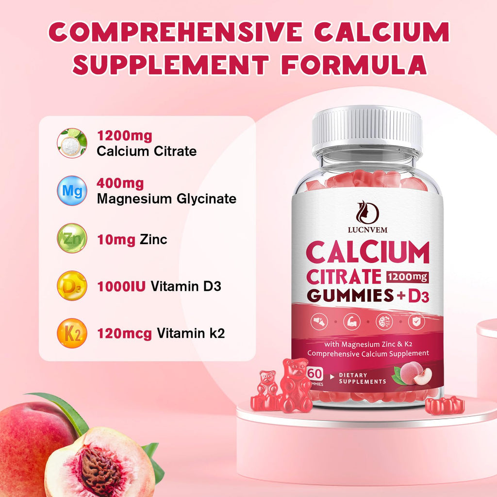 LUCNVEM Calcium Citrate Gummies with Vitamin D3 & K2

