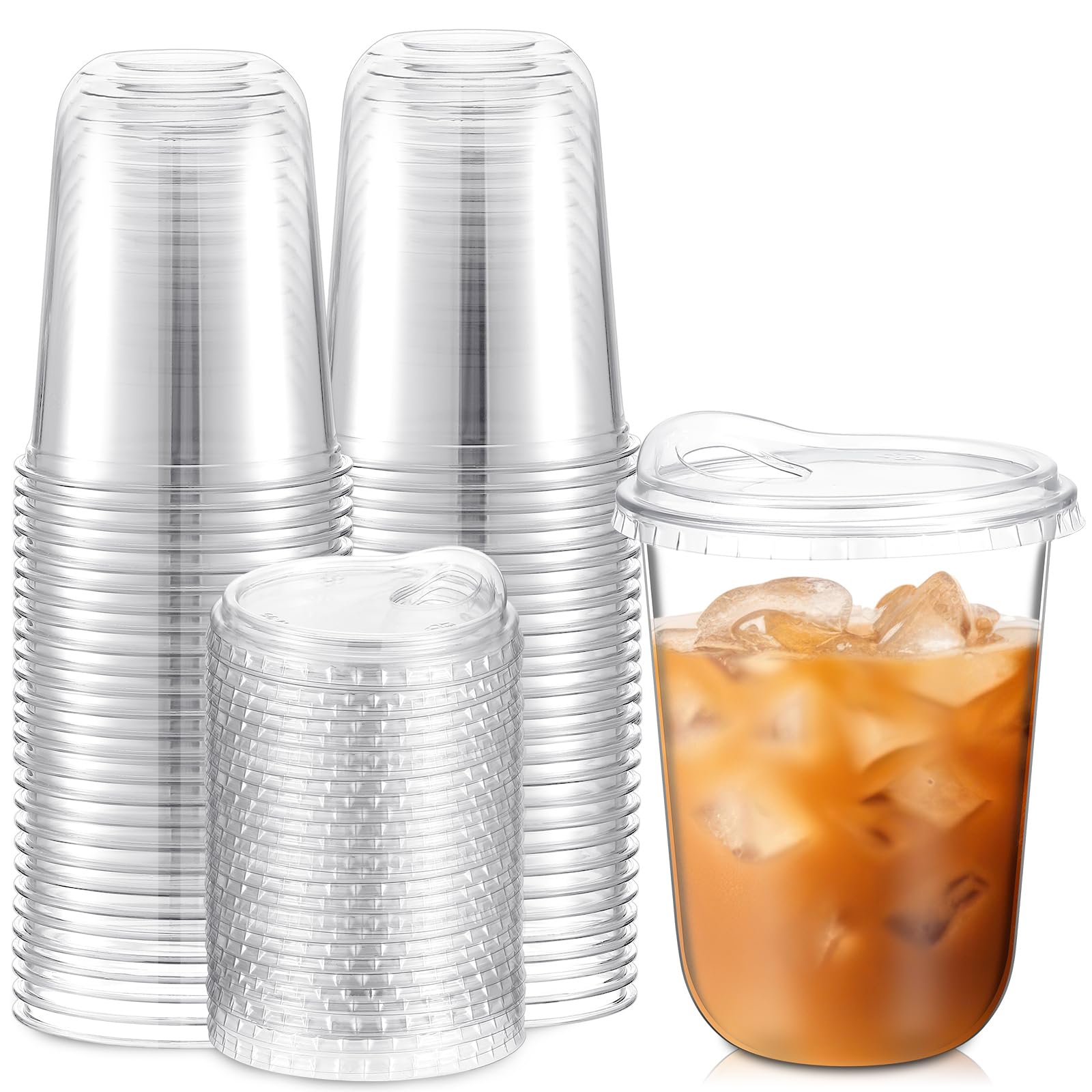 Baderke Disposable Cups with Sip Lids - Round Bottom

