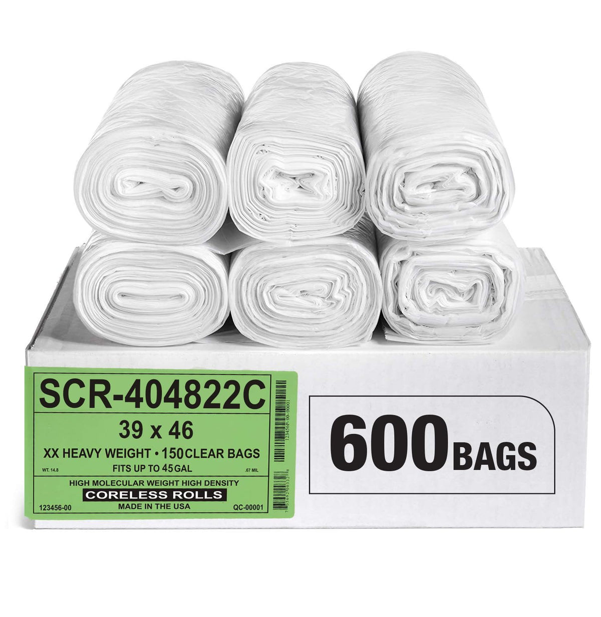Aluf Plastics High-Density Trash Bags, Coreless Roll