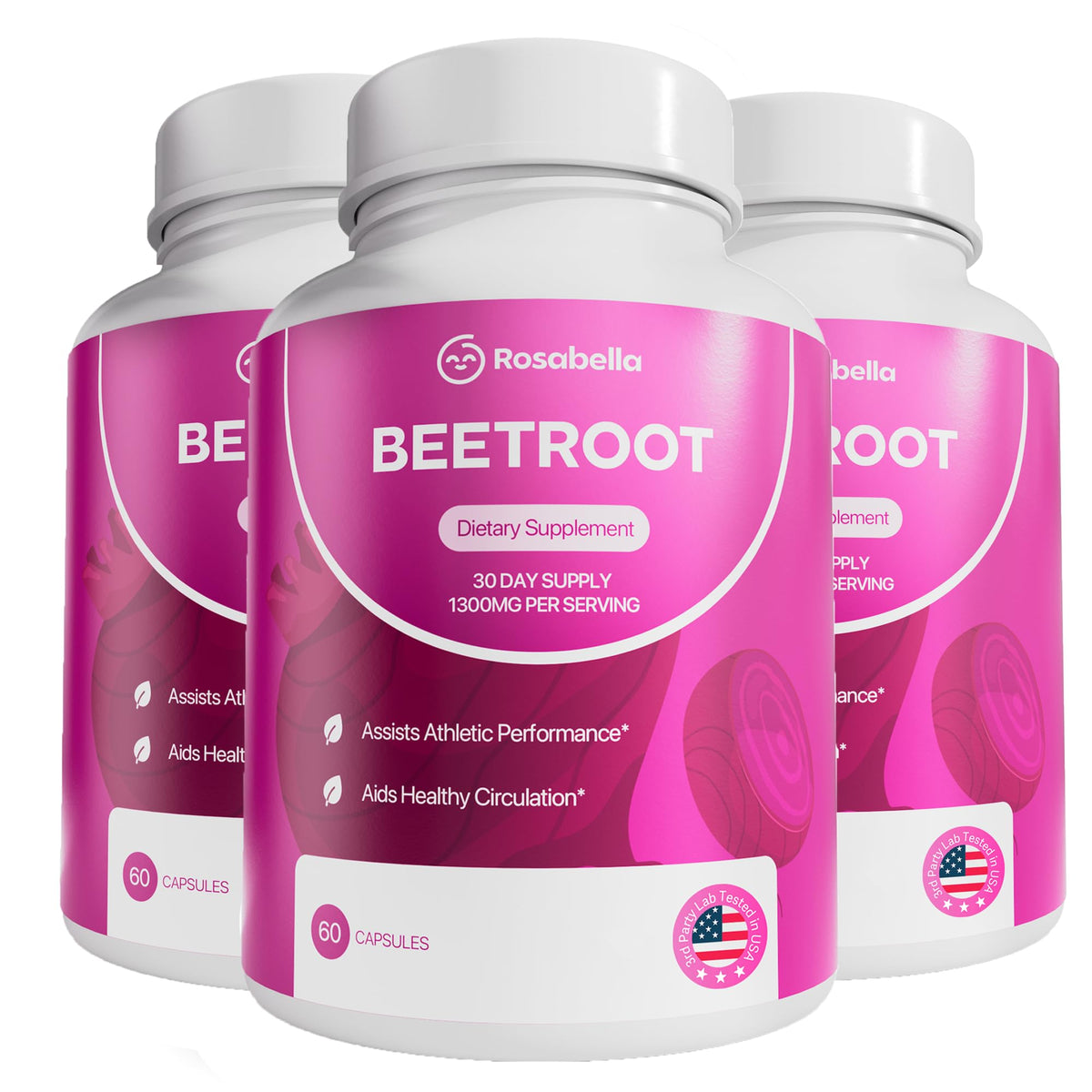 Rosabella Organic Beet Root Capsules - 1300mg Beet Root Powder Supplement, Non-GMO