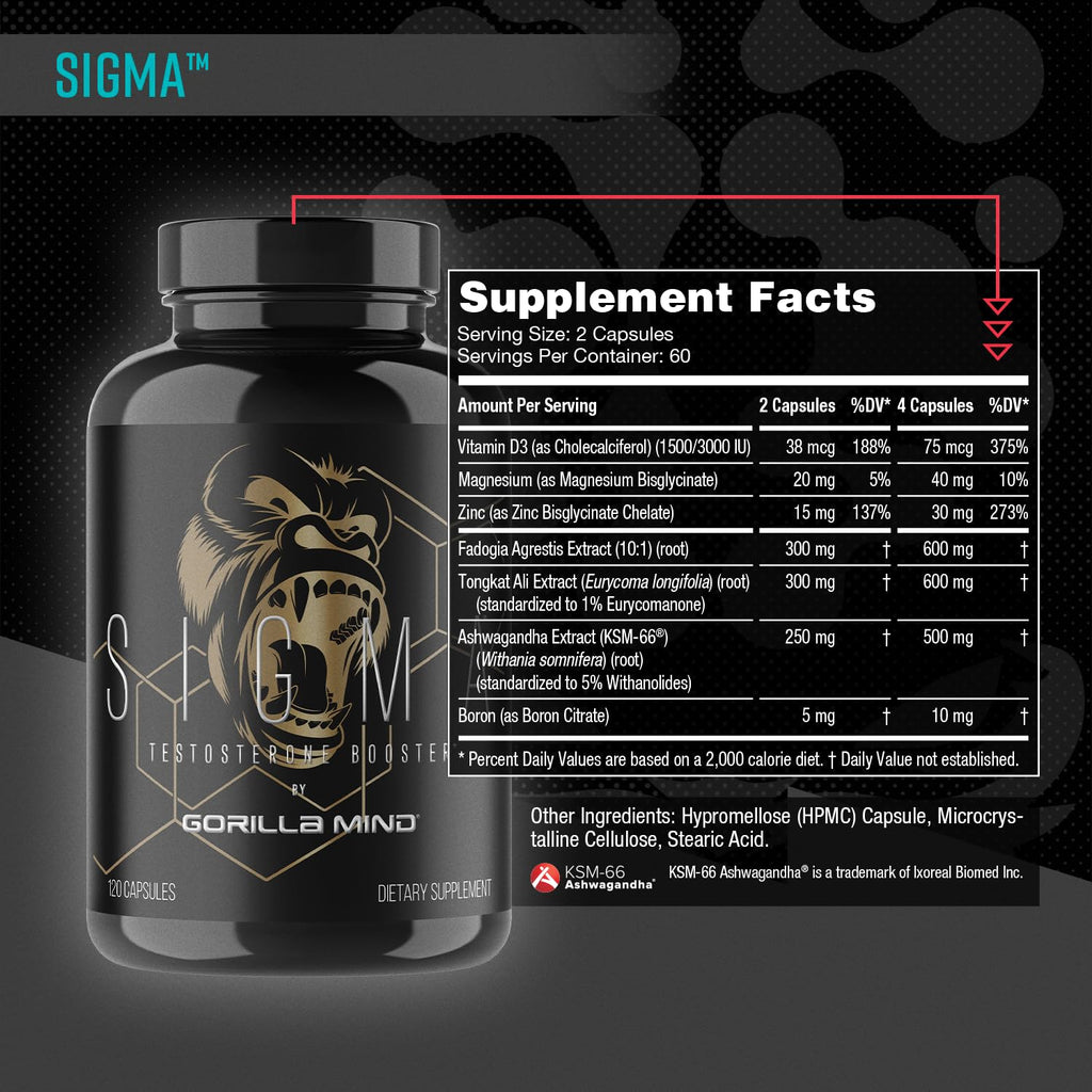 Gorilla Mind Sigma Testosterone Booster with Tongkat Ali

