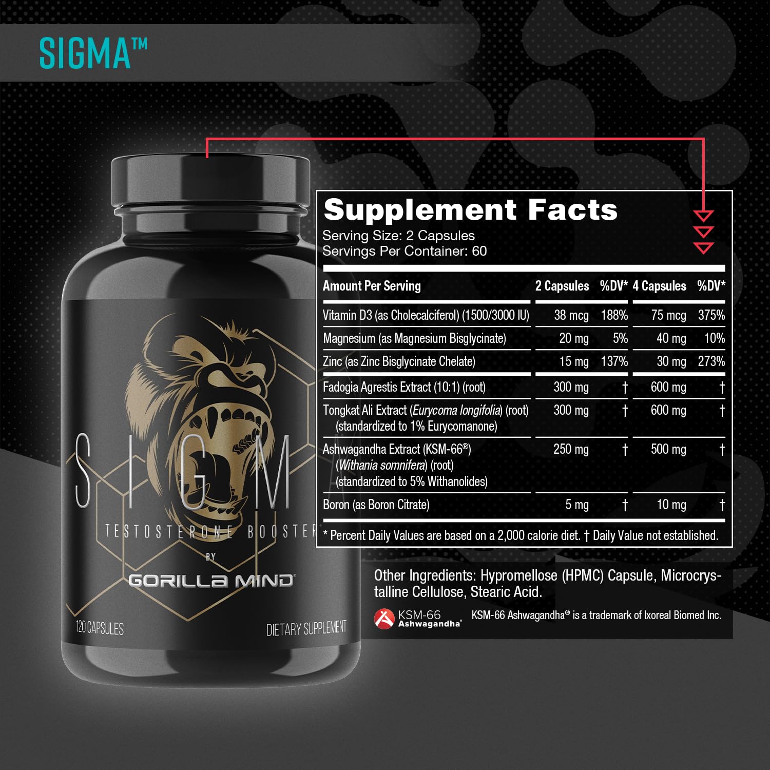 Gorilla Mind Sigma Testosterone Booster with Tongkat Ali

