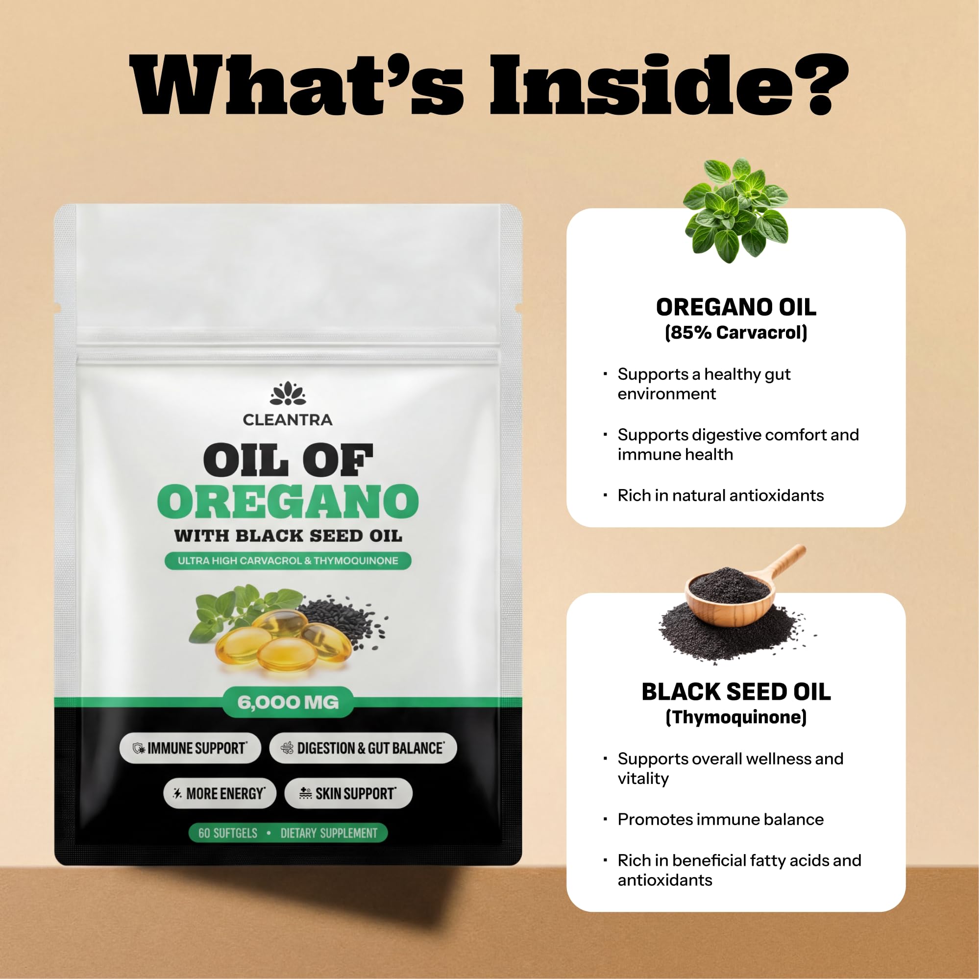Oil of Oregano with Black Seed Oil for Gut & Immune Support

