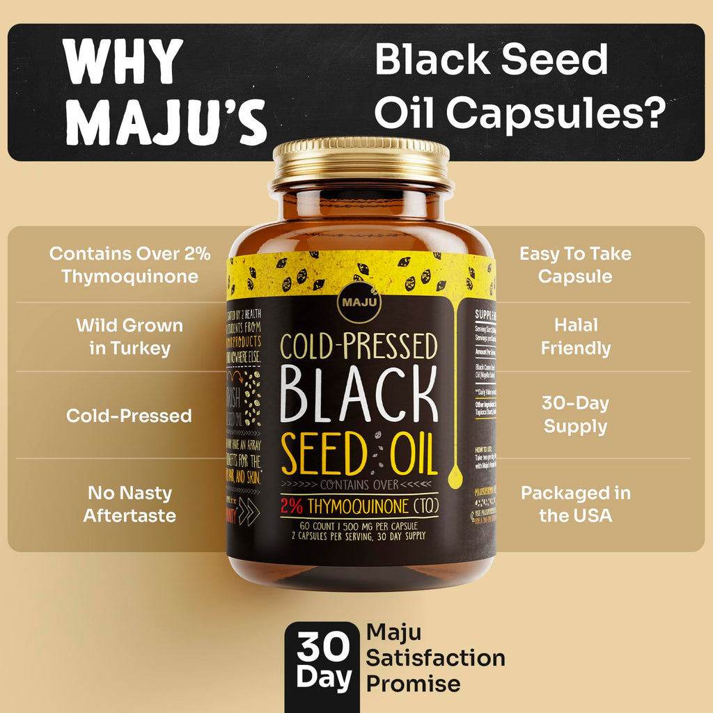 Maju Black Seed Oil Capsules | Cold Pressed 2% Thymoquinone

