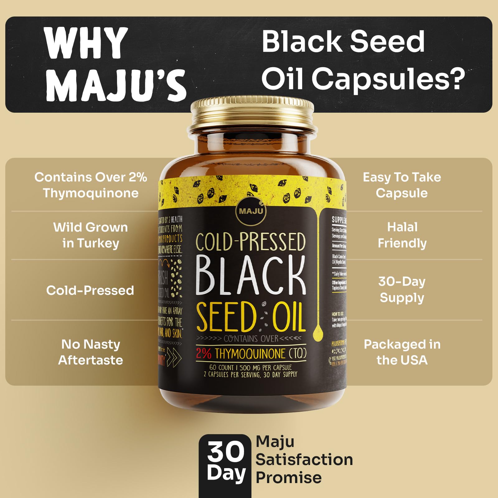 Maju Black Seed Oil Capsules | Cold Pressed 2% Thymoquinone

