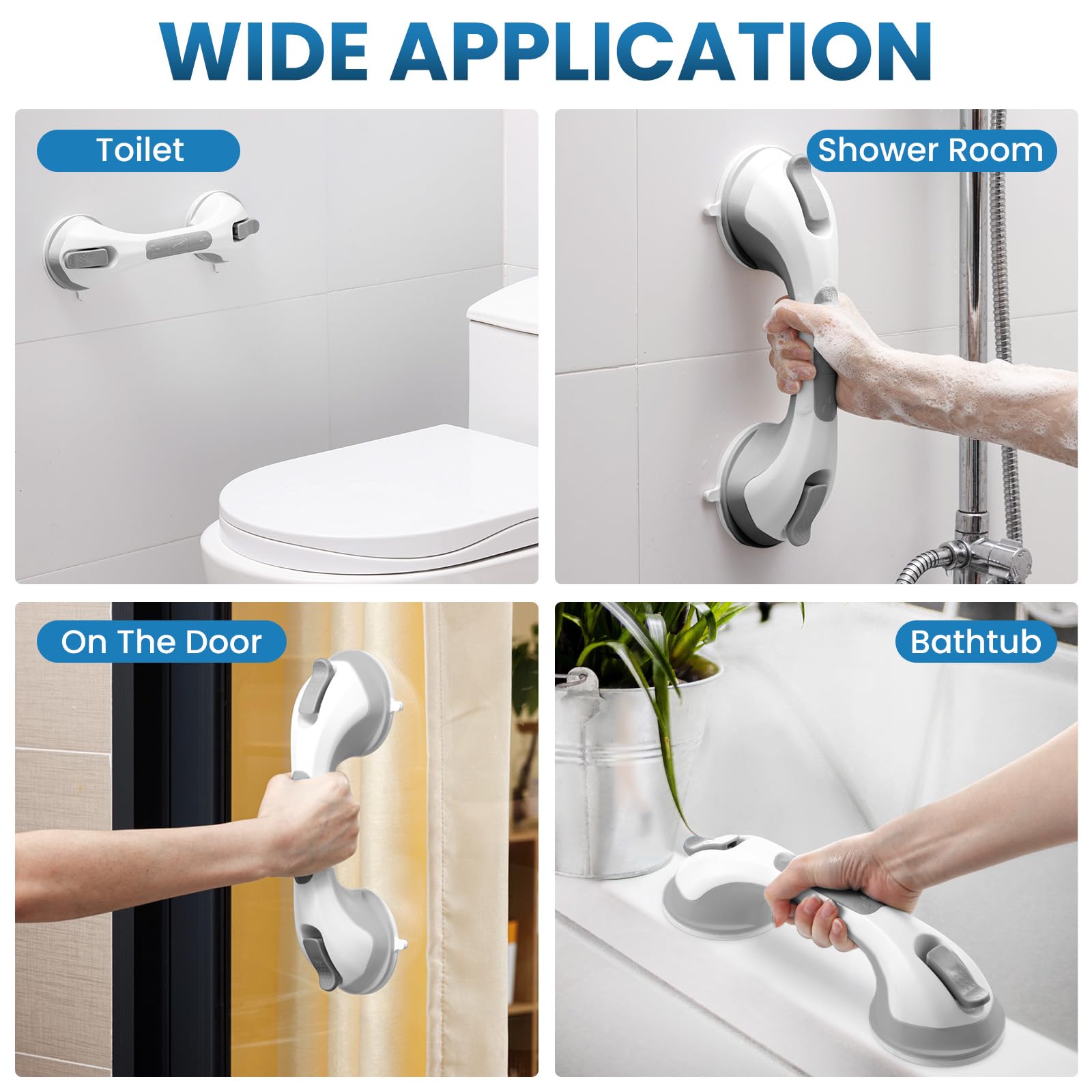 LEVERLOC Suction Grab Bar for Bathrooms | No-Drill Safety

