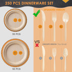 Gezond Compostable Sugarcane Dinnerware & Utensils Set

