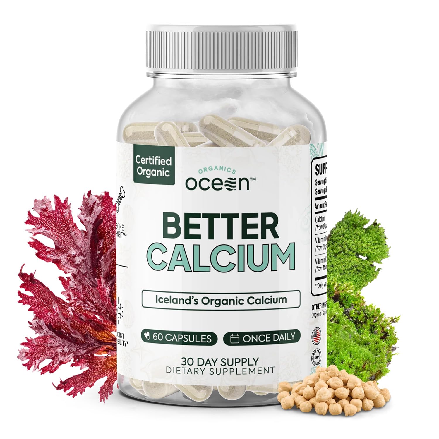 Calcium by Organics Ocean: Organic Red Algae with D3 & K2

