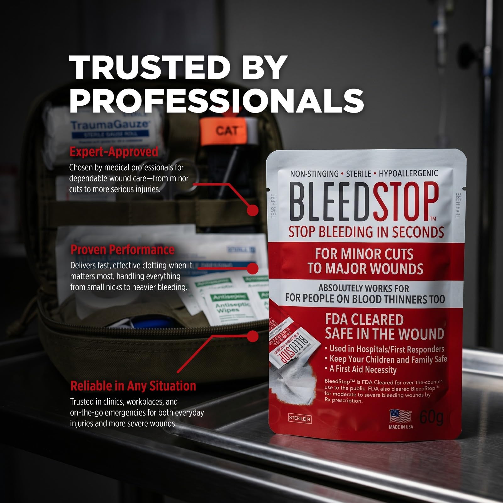 BleedStop First Aid Powder for Bleeding Control in Trauma Kits

