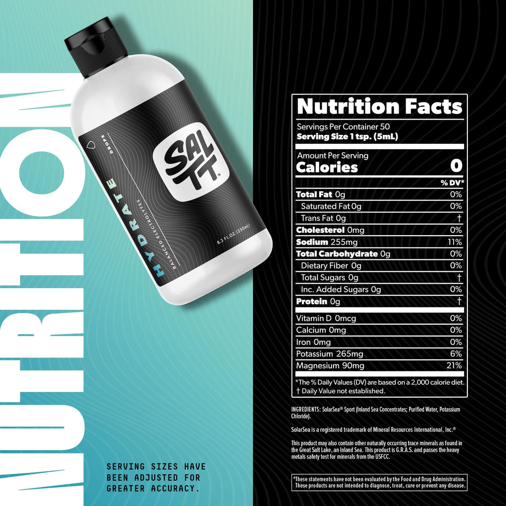 SALTT Hydrate Electrolyte Drops Unflavored Hydration

