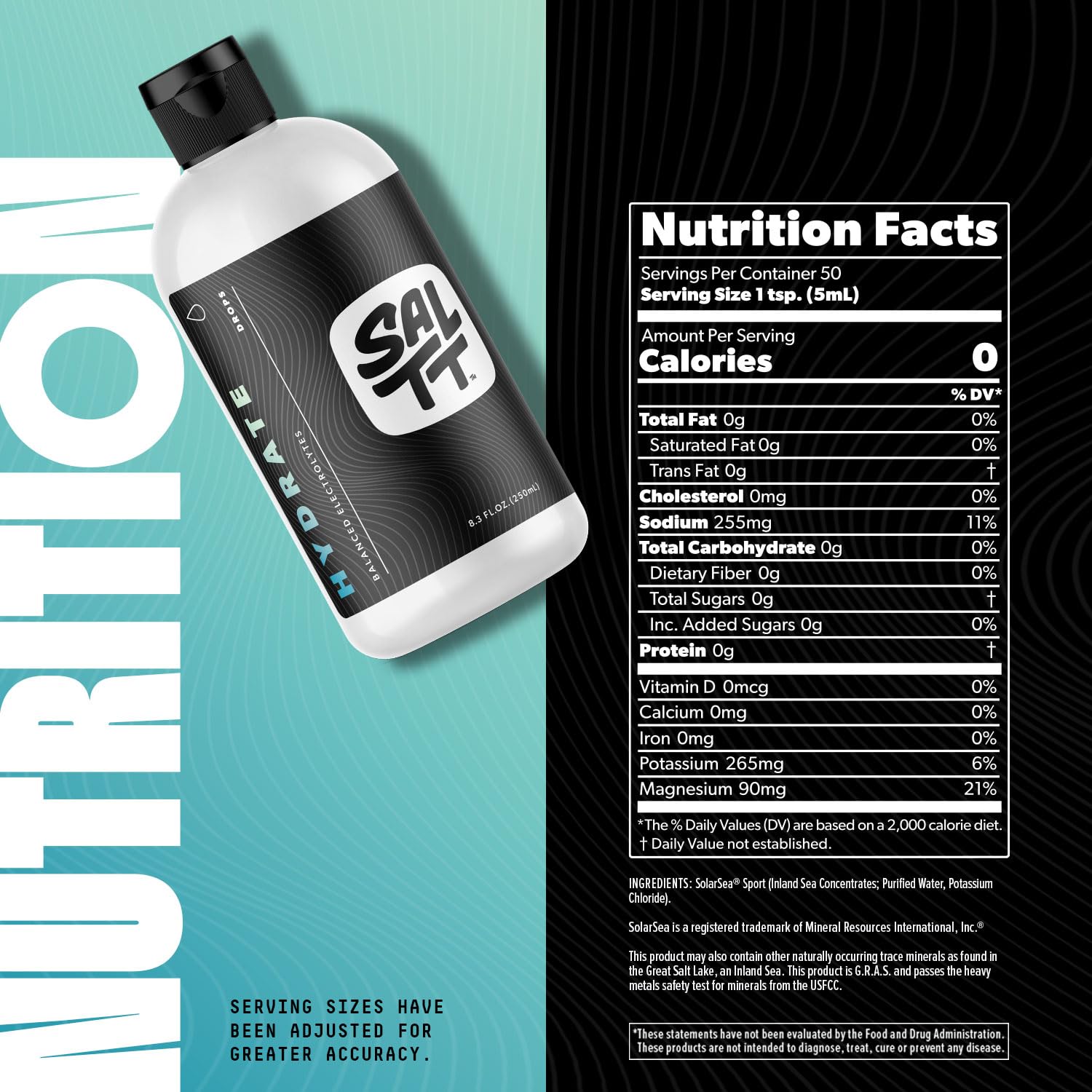 SALTT Hydrate Electrolyte Drops Unflavored Hydration

