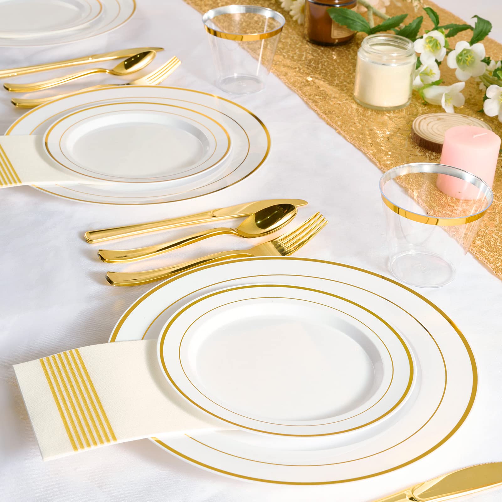 FOCUSLINE Decorative Rim Plastic Plates | Disposable Plates

