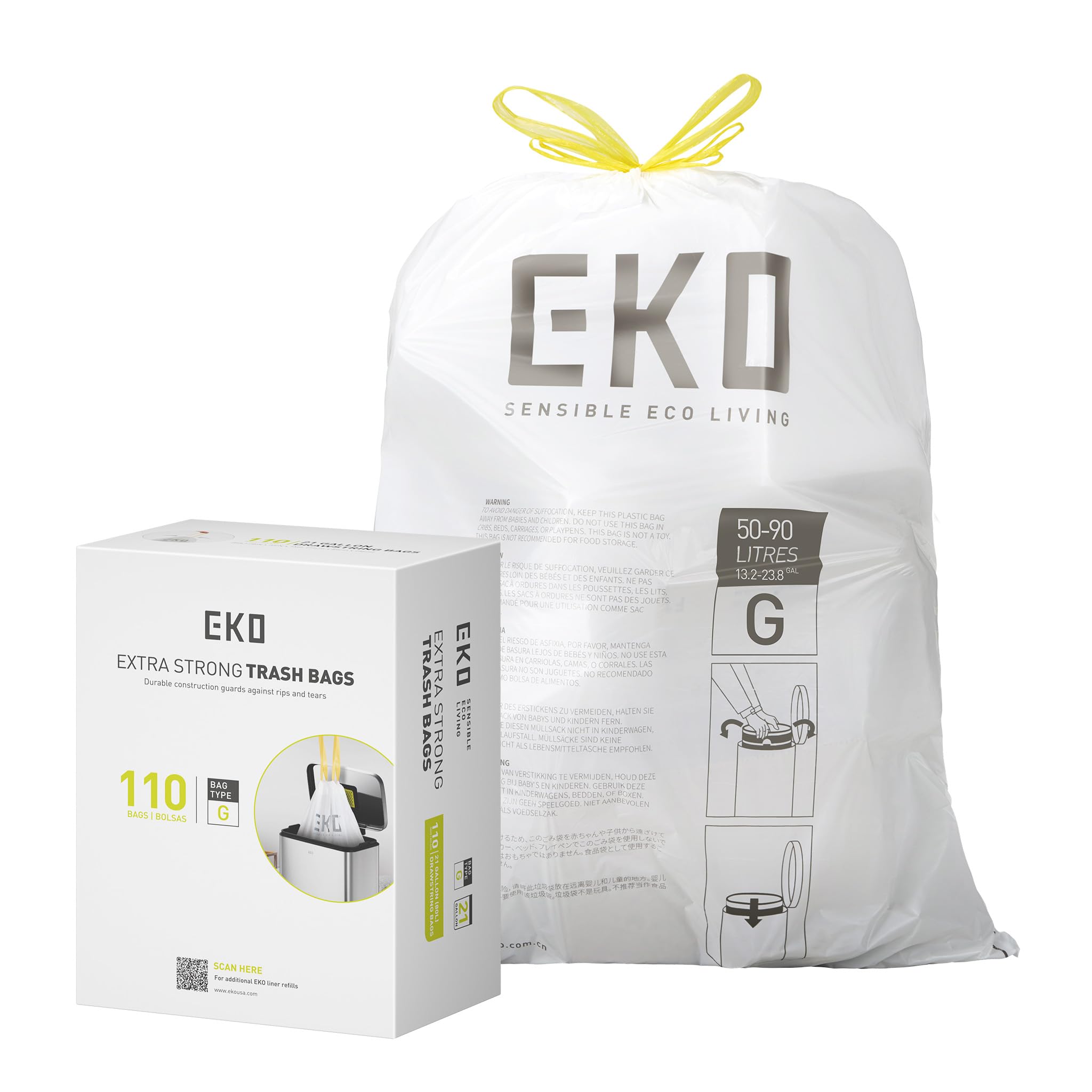 EKO Drawstring Trash Bags for Kitchen & Home

